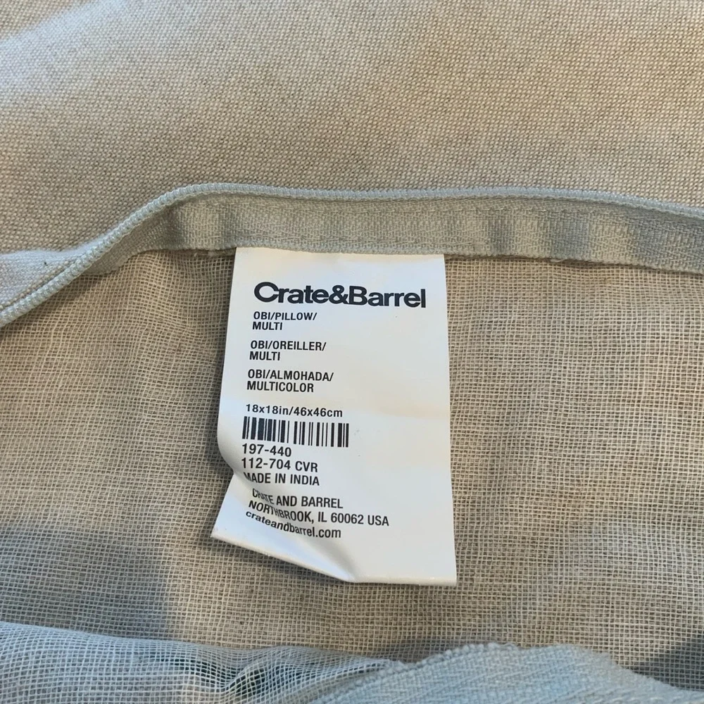 Crate & Barrel throw pillow cover. 18x18.